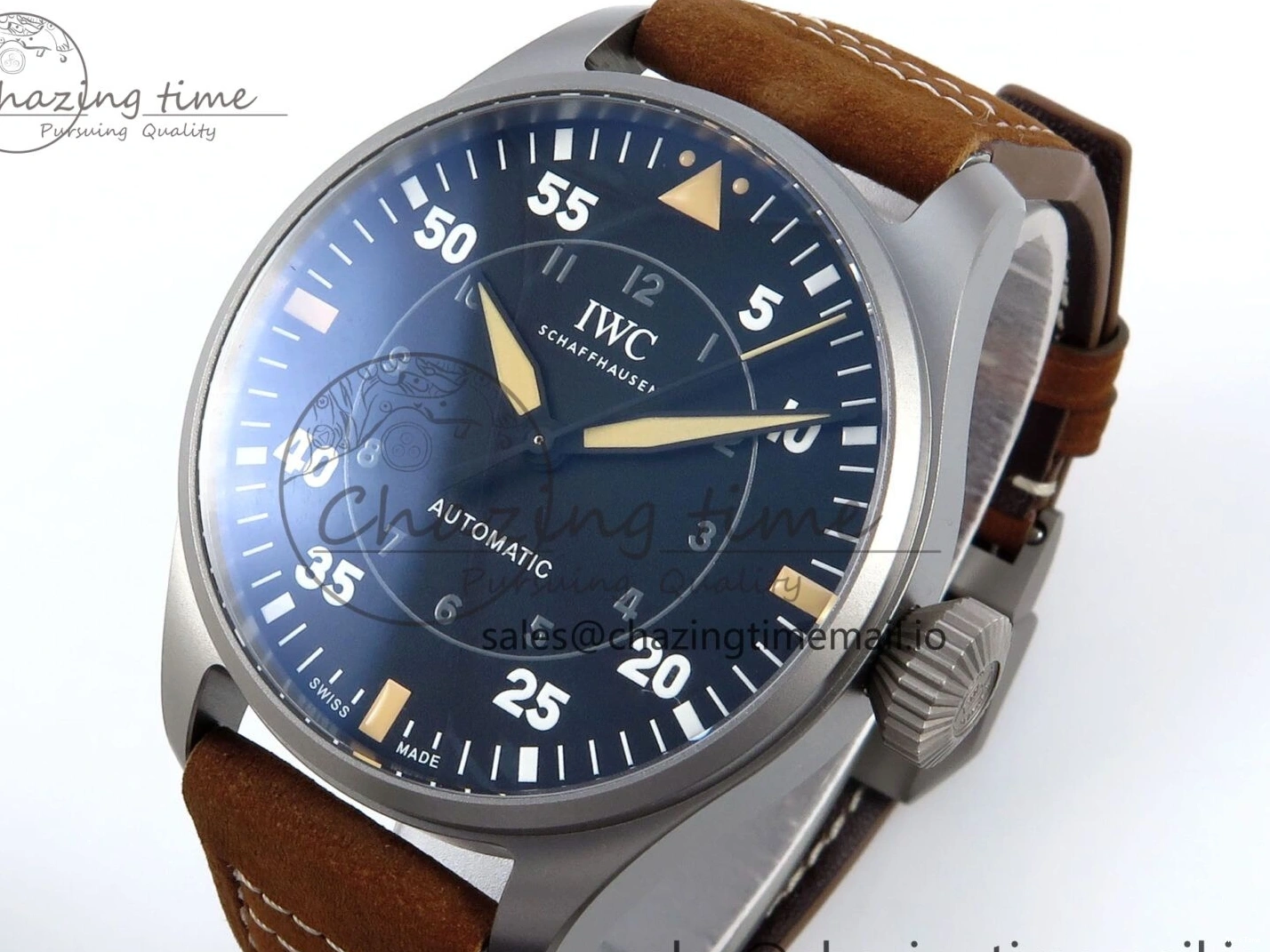 MIROTIME 0415 Big Pilot IW329701 M+F 1:1 Best Edition Black Dial on Brown Leather Strap MY RelaxedFit 7005
